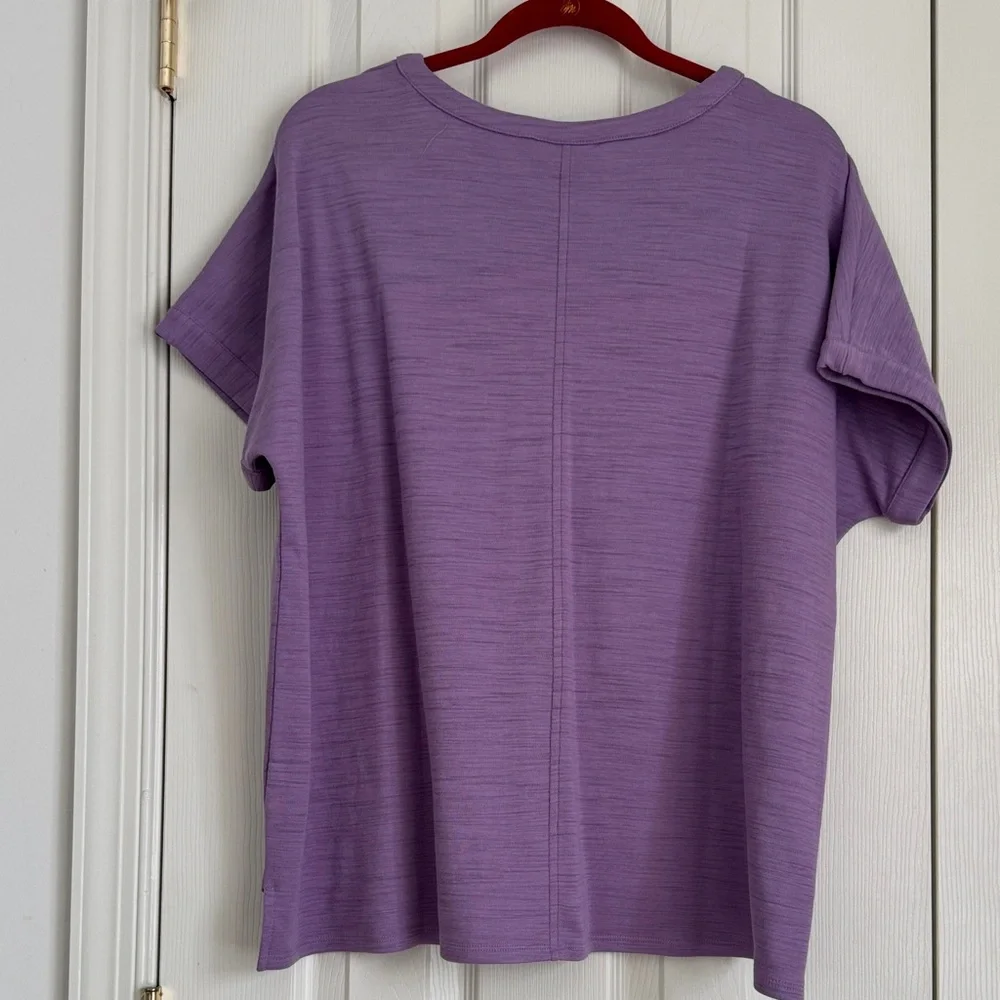 J.Jill Pure Jill Cotton V-Neck Short Sleeve Violet - XL NWT - Picture 2 of 9